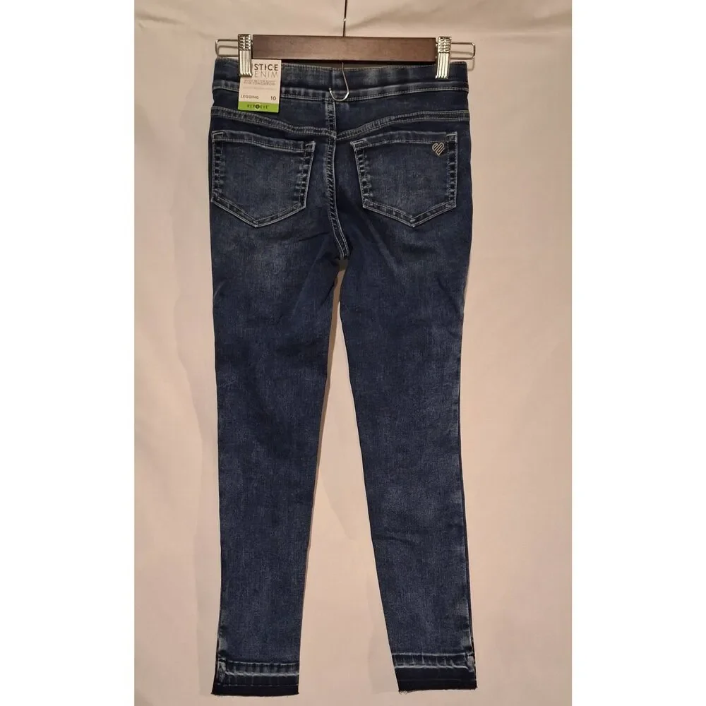 Justice Girls Denim Pull-On Stretch Distressed Legging Size‎ 10 NEW